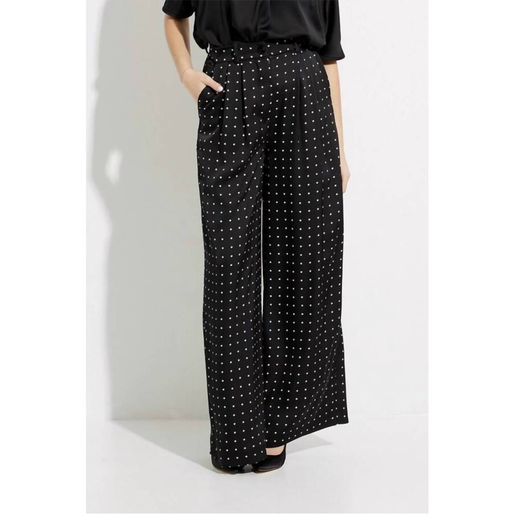 Nwt Joseph Ribkoff Polka Dot Flowy Pant In Black/White